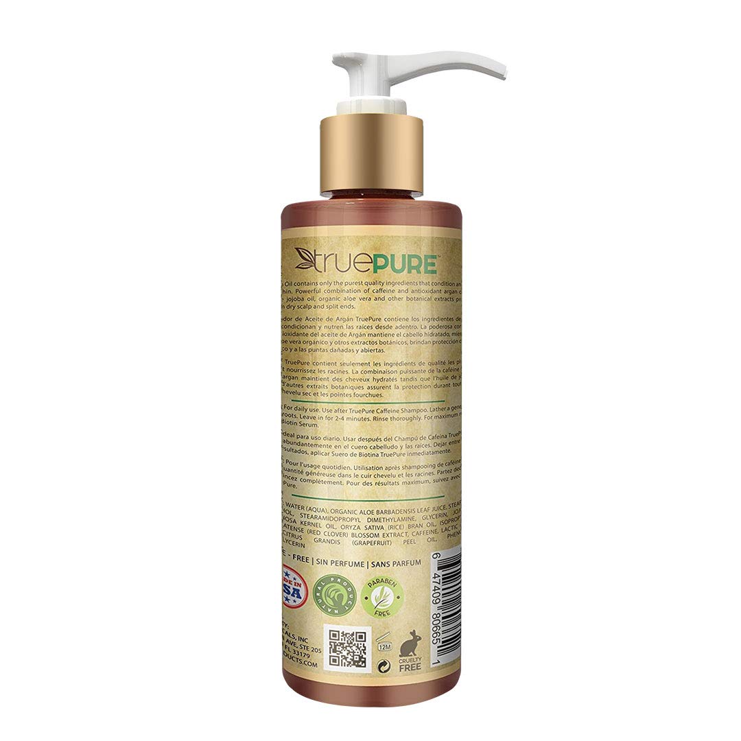 TruePure Argan Oil Conditioner (8 oz.) Deep Conditioner, Natural Hair Treatment for Dry, Damaged Follicles, Split Ends | Sulfate, Paraben, Fragrance Free | For Men & Women | Made in USA: Beauty