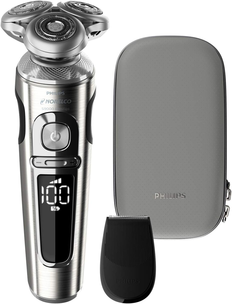 Philips Norelco SP9820/87 Shaver 9000 Prestige, Rechargeable Wet/Dry Electric Shaver with Trimmer Attachment and Premium Case,