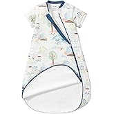 Baby Sleep Sack 6–12 Months, Cotton Sleep Sack with Detachable Long Sleeves, 1.0 TOG Wearable Blanket for Cooler Nights, 2-Way Zipper Toddler Sleeping Sack with Temperature Strip, Dinosaur