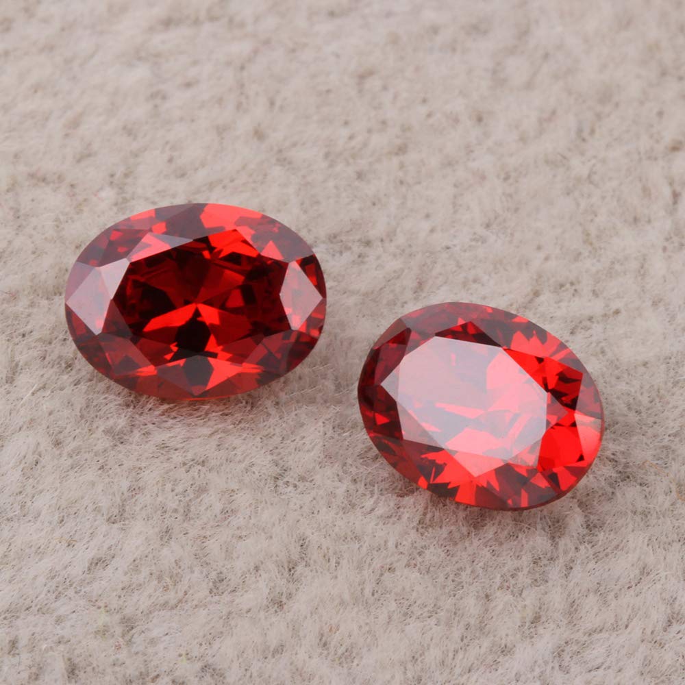 Ximimark 10Pcs Oval Shape Cut Red Mozambique Loose Gemstone 7x5mm