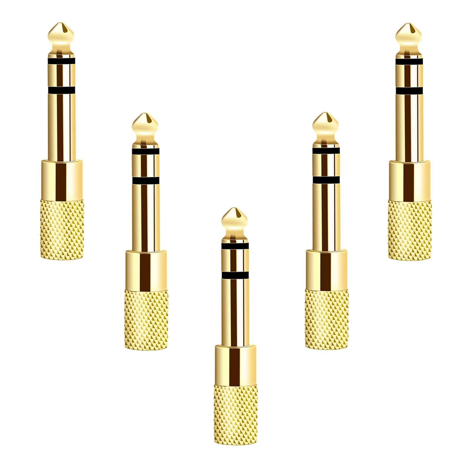 Valefod Stereo Audio Adapter 6.35mm (1/4 inch) Male to 3.5mm (1/8 inch) Female Headphone Jack, 5 Pack