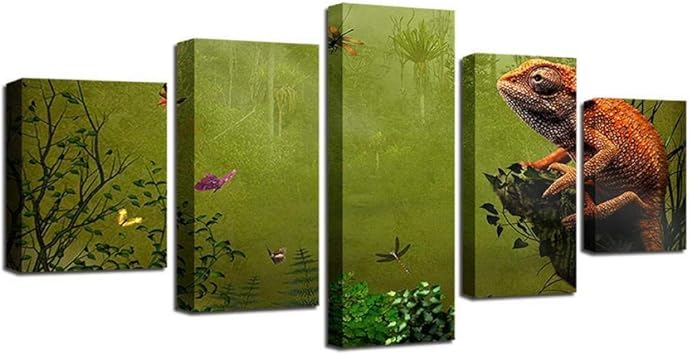 JUNEWIND Pintura colgante decorativa 5 piezas conjunto sapo libélula