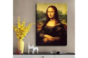 DGBTCART Mona Lisa by Leonardo DaVinci Canvas Wall Art Classic Painting Reproduction Vintage Artwork Print Framed Art for Wall Decor 12"x16"