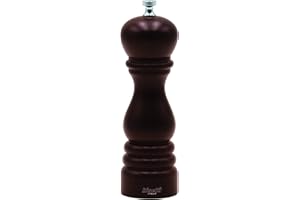 Bisetti Roma 7.5 Inch Beech Wood Salt Mill Grinder With Adjustable Grinder, Walnut Finish