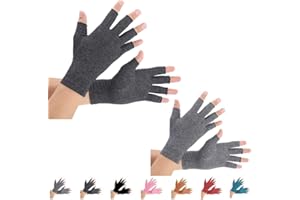 BRACE MASTER 2 Pairs Arthritis Gloves, Compression Gloves for men and women (L, Black+Gray)