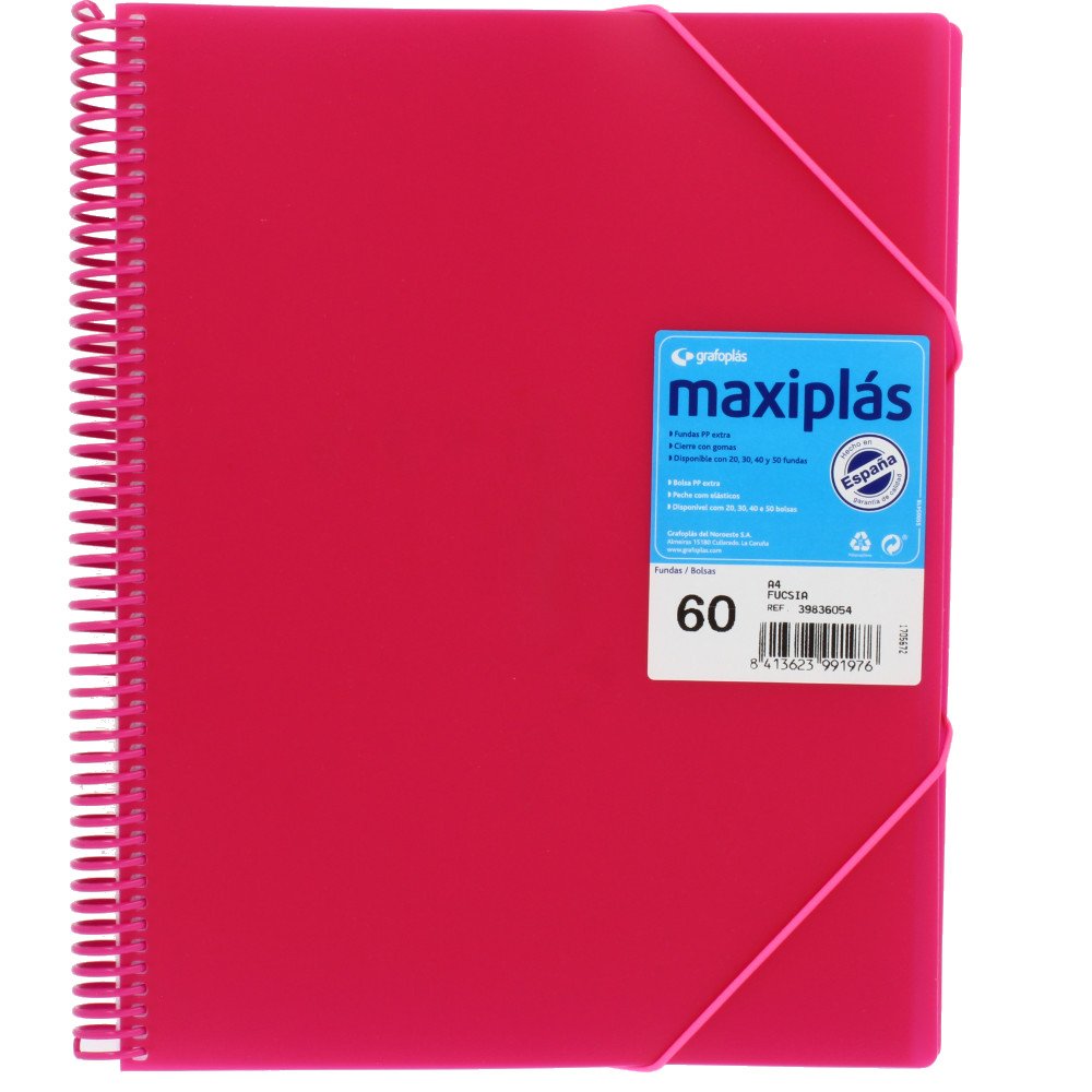 grafoplás Duvet Covers and tarifarios 39836054-carpeta, A4, 60 Pockets, Pink with Envelope