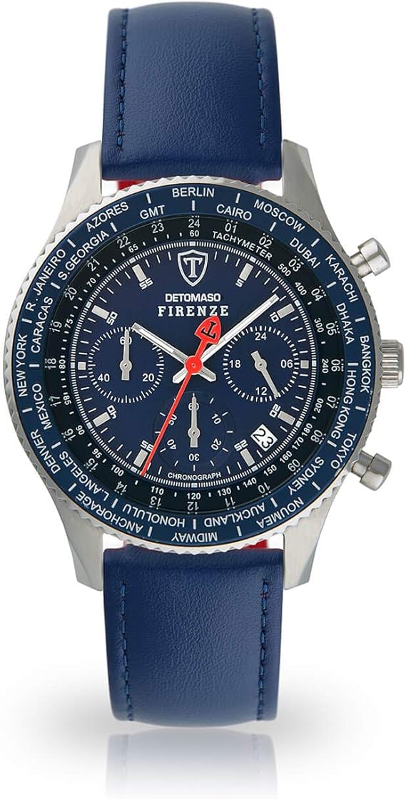 Detomaso Firenze Sl1624c Bl 659 Men S Chronograph Watch With Blue Dial Analogue Display And Blue Leather Strap Amazon Co Uk Watches