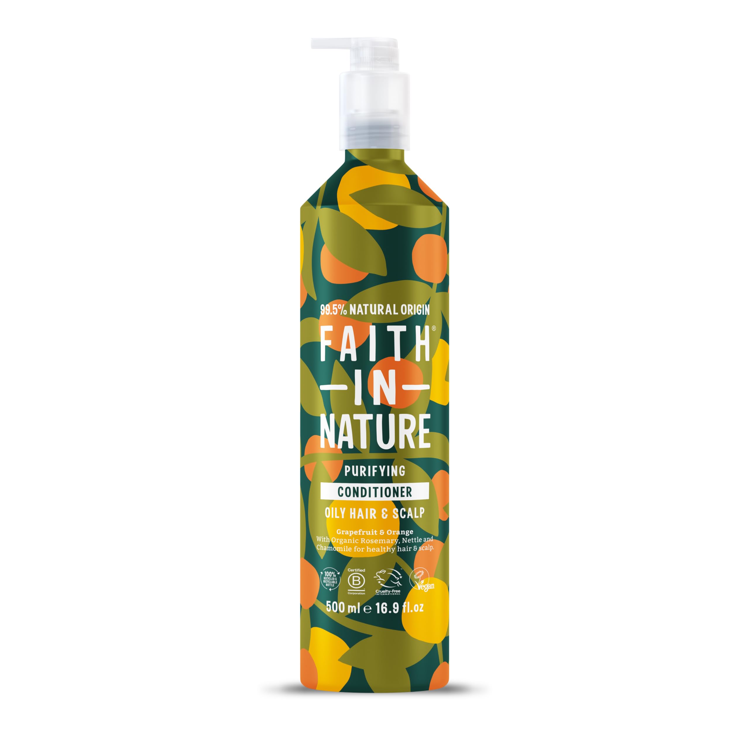 Faith In Nature - Natural Conditioner Aluminium Bottle - Vegan & Cruelty Free, No SLS or Parabens - 500ml, Grapefruit & Orange