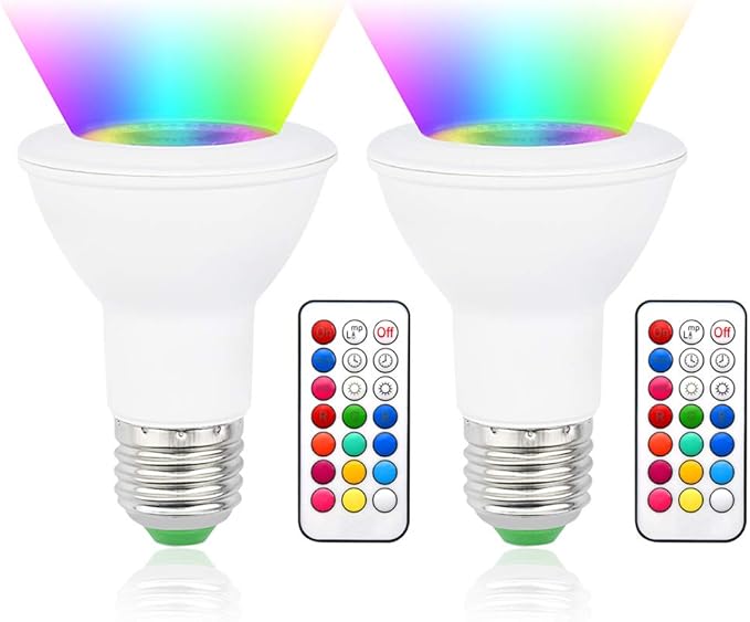 Bonlux PAR20 LED RGB Color Changing Spot Light Bulb, 10W PAR20 E26 Base Dimmable LED Floodlight