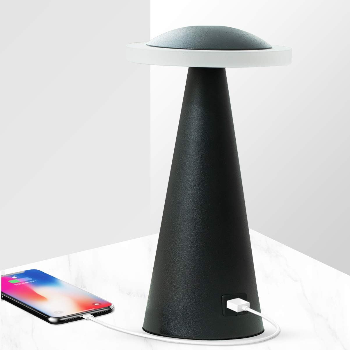 Masivel Table Lamp Touch Control Dimmable Bedside Lamp with USB Charging Port Black Nightstand Lamp - - 