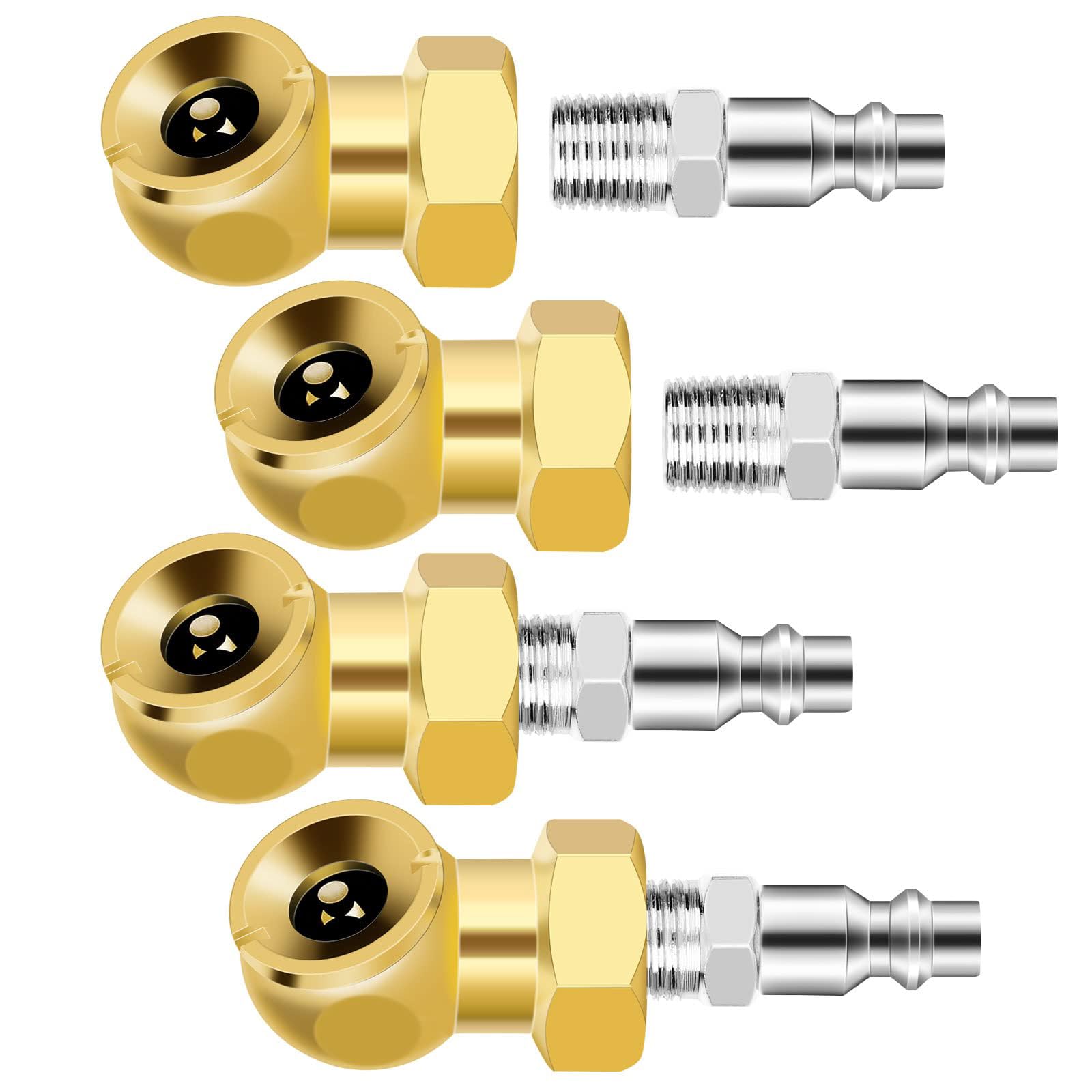 MACHSWON 4 Pcs Ball inflator Air Chuck 1/4'' FNPT Closed Flow Air Chuck Tire Inflator Attachment Closed Ball Tire Air Chuck with 1/4" FNPT Portable Air Chuck