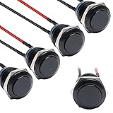 STARELO 5pcs 19mm Latching Push Button Switch Black