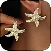 Starfish Earrings for Women Gold Seashell Earrings Pearl Starfish Jewelry Ocean Accessories Beach Vacation Summer Outfits