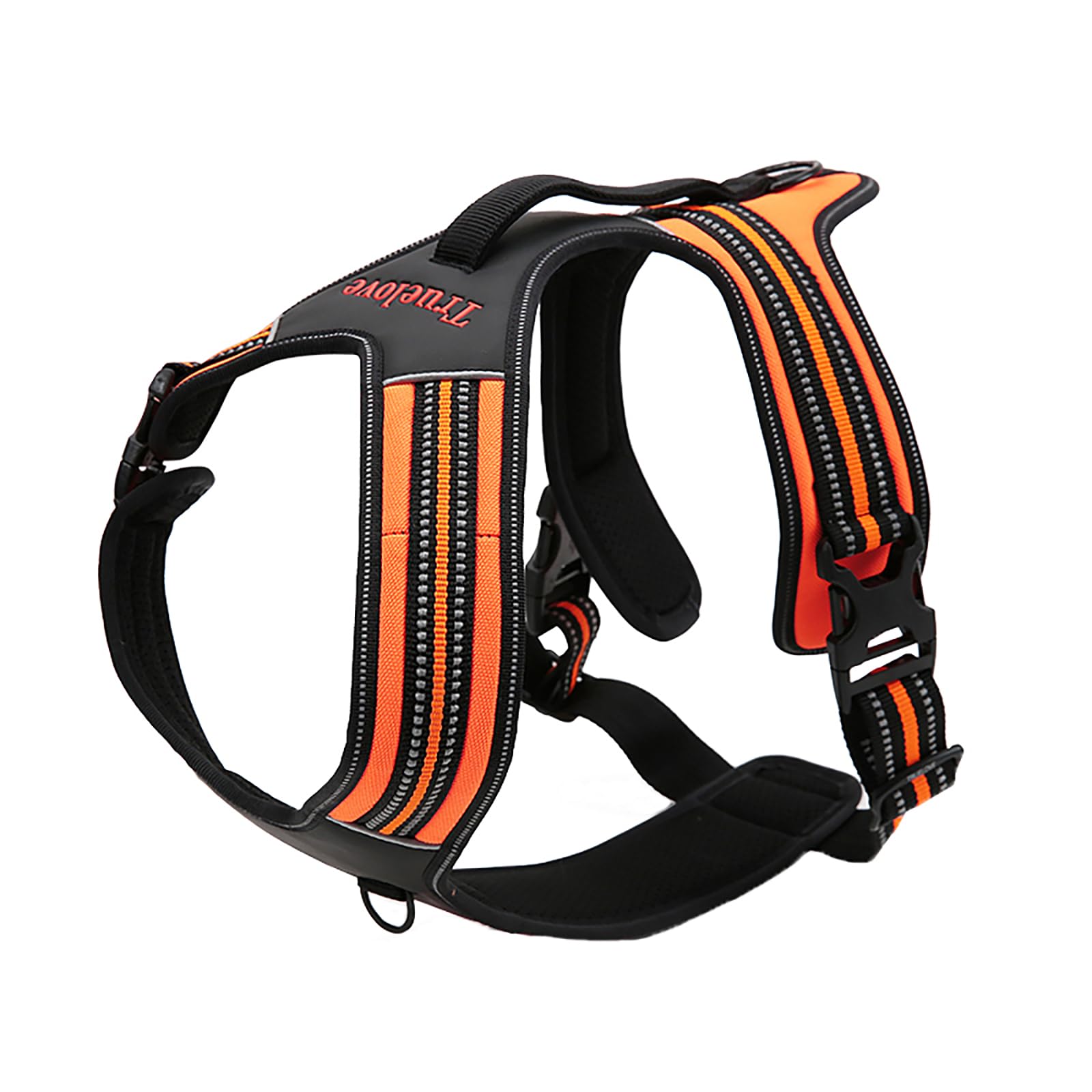 Truelove TLH5551 Dog Harness With Handle Soft Padded Pet Harness Vest,Reflective Material,Adventure Training,Strong Oxford Outer Layer for larger dogs (Orange,XL)
