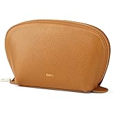Kattee Leather Makeup Bag, Travel Cosmetic Bag Set, Toiletry Bag Organizer for Women, 1-PACK, Medium, Brown