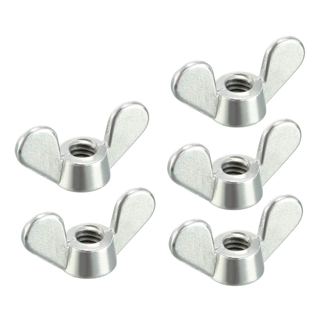 sourcing map M4 Wing Nuts Zinc Plated Fasteners Parts Cymbals Butterfly Nut Silver Tone 5pcs