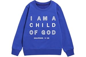 KEEVICI Boys I Am A God Child Of Jesus Sweatshirt Christian Graphic Faith Hoodies for Kids Bible Verse Religious Hoodie
