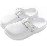 LHXYUO Arch Support Nurse Clogs for Women and Men, Adjustable Buckle Mules Non Slip Work Shoes Chef Garden Sandals, Slip-On Cushion Slippers Slides