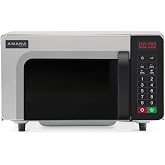 Amana RMS10TSA 1000 Watt Heavy-Duty Countertop Commercial Microwave Oven with Push Button Controls for Restaurant Buffet Catering | 0.8 Cu. Ft, 20"W x 16-1/2"D x 12-1/4"H, Stainless Steel, 120v, NSF