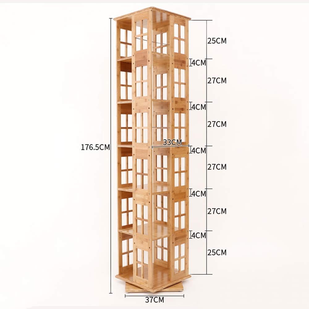 Household Storage Shelf Natural Bamboo Revolving Bookcase Natural