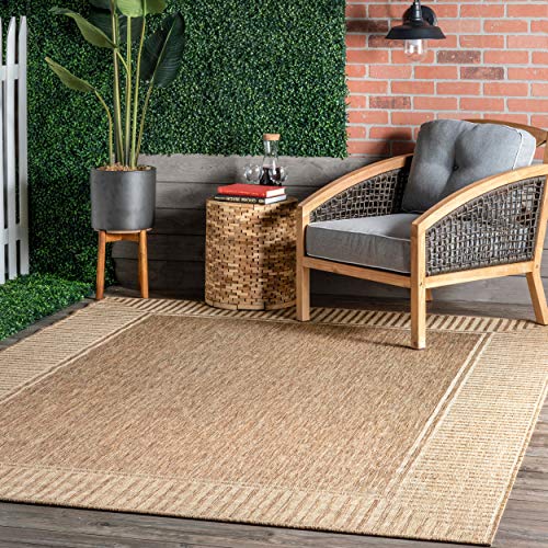 nuLOOM Asha Light Brown Bordered Indoor/Outdoor Area Rug, 5' x 8'