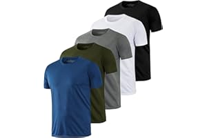 Kinglaman 5/6 Pack Men's Dry Fit Workout Long/Short Sleeve Shirts Athletic Sports Gym Running Quick Dry Shirts