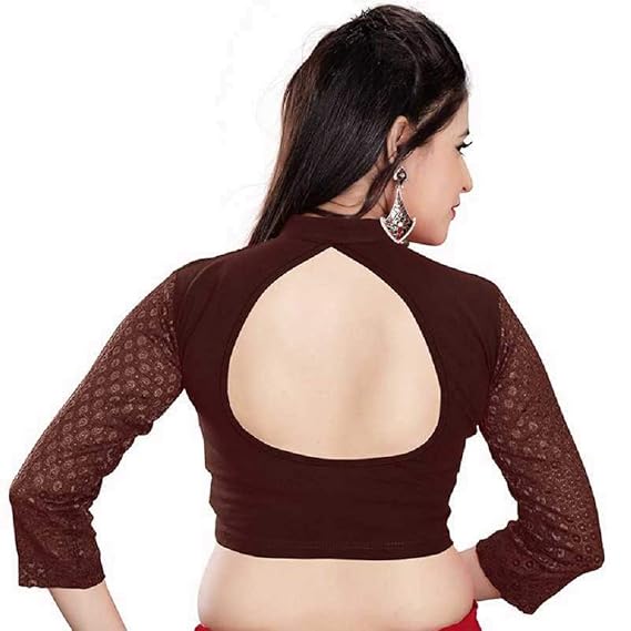 women's cotton lycra stretchable full sleeve blouse readymade