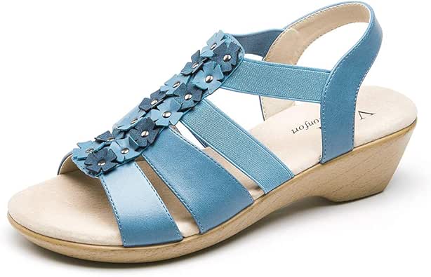 Amazon.com | VJH confort Women's Wedge Sandals Flower Elastic Platform Comfort Slingback Casual 
