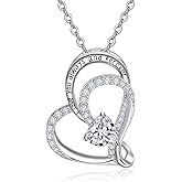 Zhi Kexin Infinity Heart Necklace 925 Sterling Silver Double Heart Pendant I Love You Always and Forever Necklaces Birthday Gift for Women Mother Wife