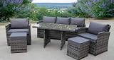 UK Leisure World Rattan Wicker Conservatory Outdoor Dining Set Grey view 2
