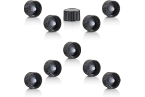 Magnakoys Black 18-400 Polycone Continuous Thread Closure Caps for Vials (18-400, Black, 10)