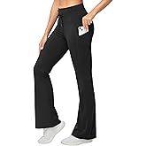 THE GYM PEOPLE Women's High Waisted Drawstring Flare Leggings Workout Soft Stetchy Bell Bottom Yoga Pants with Pockets