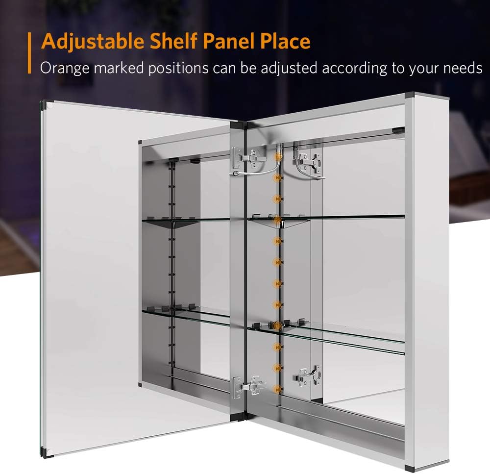 Quavikey LED Illuminated Bathroom Mirror Wall Mounted Aluminum