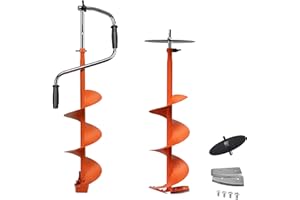 PROYAMA Ice Auger, Ice Fishing Auger, Auger for Ice Fishing with Driller Adapter and Extra Blade, Folding Handle (8 Inch)