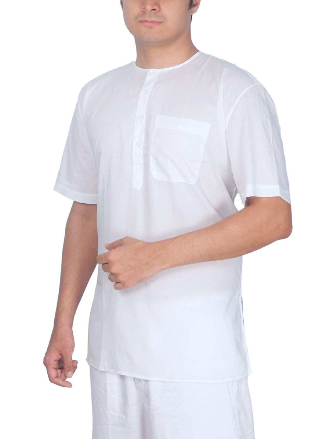 rajubhai hargovindas white fine cotton short kurta