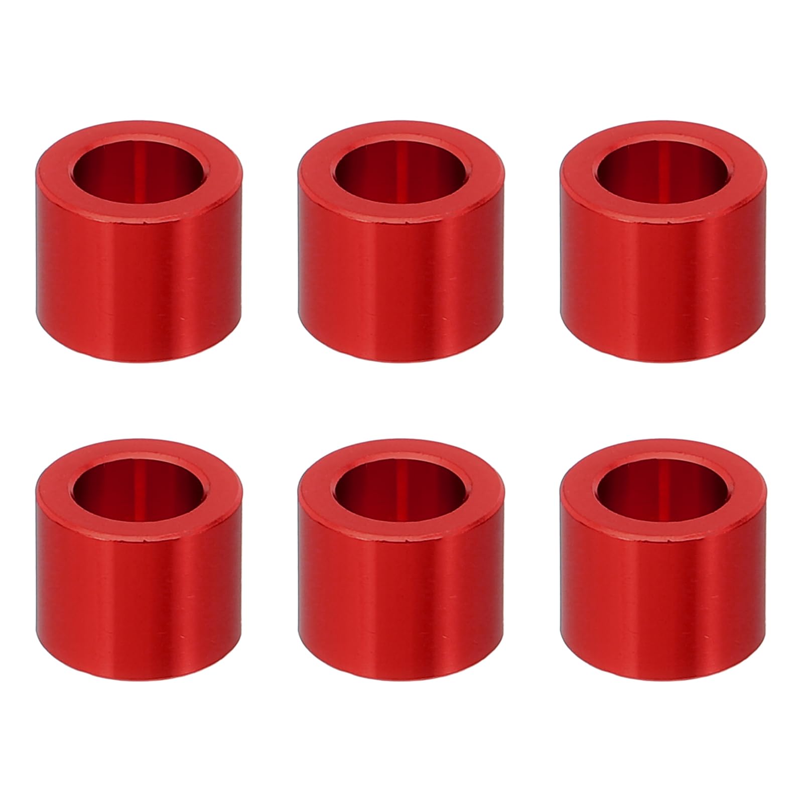 PATIKIL M6 Aluminium Spacers, 6 Pcs Metal Spacers Aluminium 6.2mm ID x 10mm OD x 8mm L Aluminium Spacer Screw Standoff Round for 1/4in or M6 Screw Bolts, Red