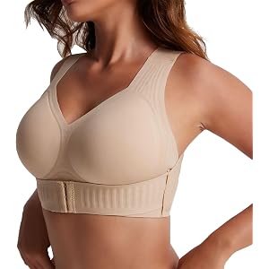 iBraStar Posture Bra for Women Wireless Bra Wide Strap Back Support Full Coverage Bra for Housewives Mothers Gifts