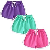 Girls Boys 3 Pack Running Athletic Cotton Shorts, Kids Baby Workout and Fashion Dolphin Summer Beach Sports