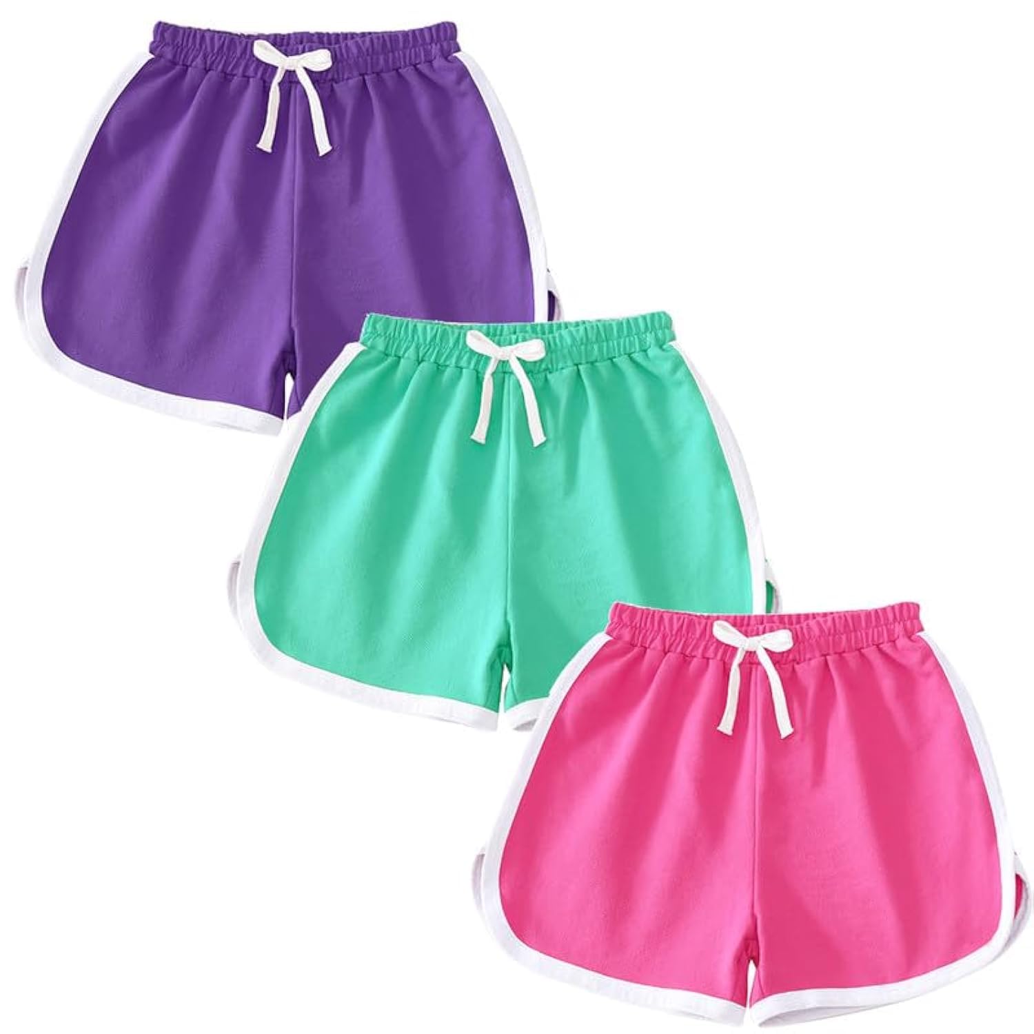 Photo 1 of Girls 3 Pack Running Athletic Cotton Shorts, Workout and Fashion Dolphin Summer Beach Sports 5-6 Years