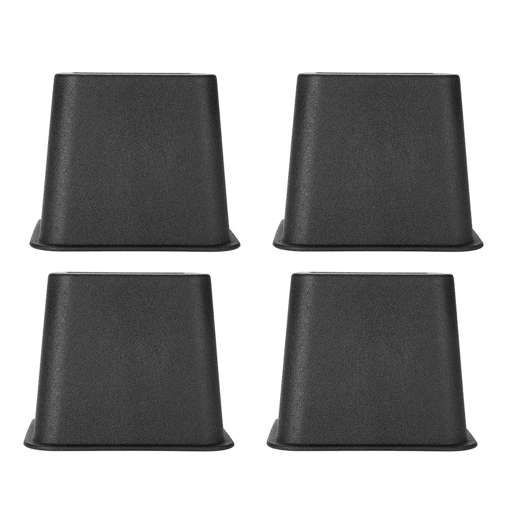 Dioche Set of 4 Raisers for Furniture, Bed and Furniture Raise Feet for Beds Height 3 Inches for Tables Chairs, 12 x 9 cm, Black