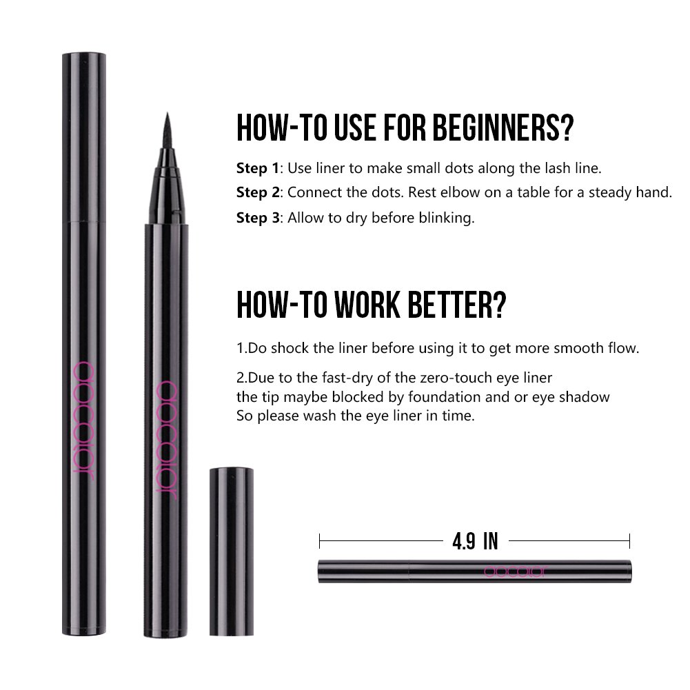Docolor Liquid Eyeliner Pen Waterproof Smudge-proof Fast Dry Eye Makeup Gel for Wing or Cat Eye Black Color