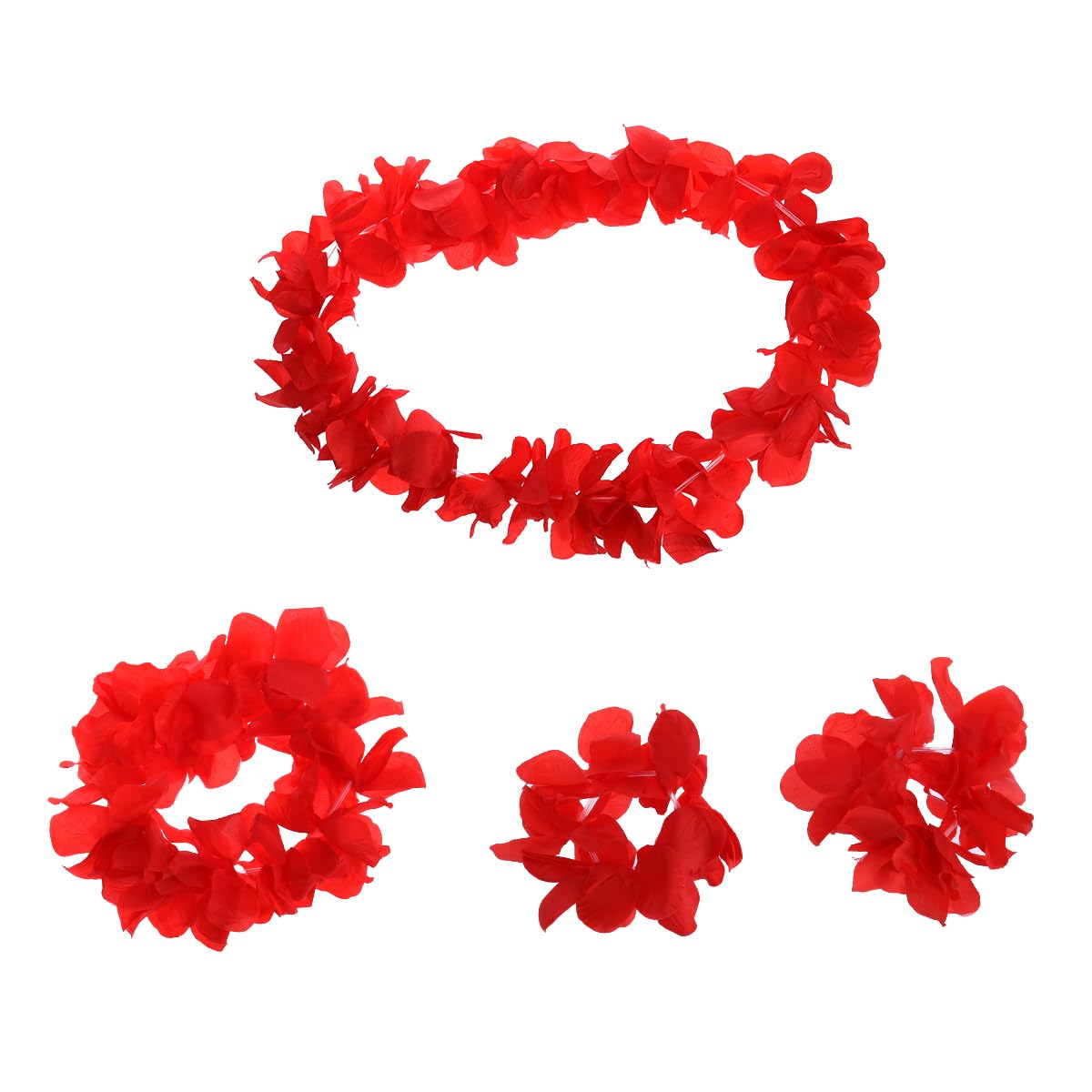 ibasenice 4pcs Ruffled Simulated Silk Hawaiian Lei Necklace Bracelets Wreath Floral Garland for Luau Party Supplies Girls Women