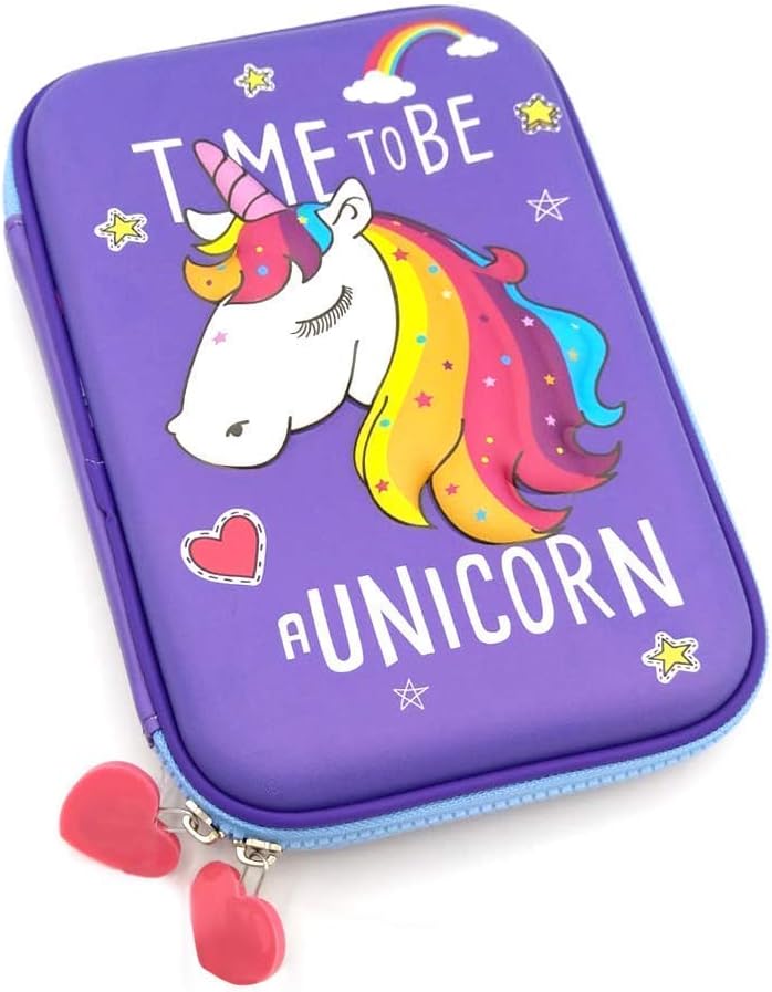 ShopNGift Premium Stylish 3D Unicorn Owl Print Large Capacity Hardtop EVA Pencil Case Organizer School Kids Girls Women…