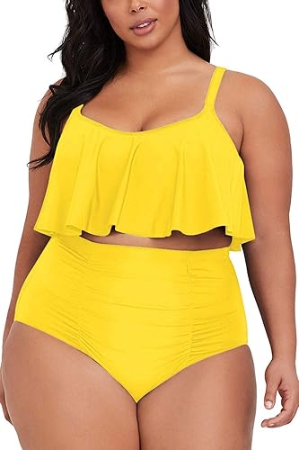 Sovoyontee Women's 2 Piece Plus Size High Waisted Swimsuit Bathing Suit