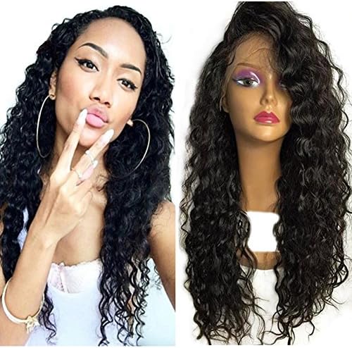 Mic Hair Lace Front Wigs Brazilian Human Hair For African American Women Water Wave Glueless Full Lace Front Wigs With Baby Hair 150% Density (20 inch)