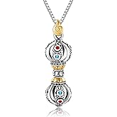 AXOMY Vajra Dorge Necklace 925 Sterling Silver Religious Vajra Pendant Necklace Buddhism Amulet Jewelry Gift for Men Women