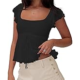 WYFC Lace Tops for Women Y2k Babydoll Tank Vintage Floral Going Out Shirt