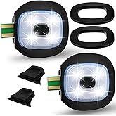 Mudder LED USB Rechargeable Beanie Light with Rubber Piece for LED Beanie Hat Craft Kits, Easy Install and Replaceable Headlamp Hat DIY Unisex Hand-Free Headlight for Men and Women(2 Pieces)