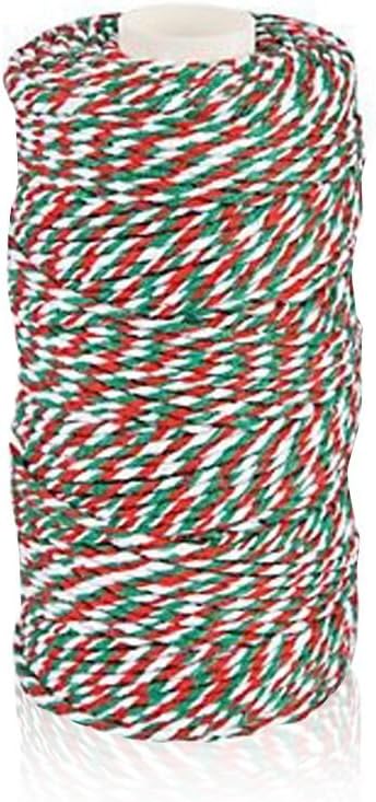 Cotton Twine String, Christmas Gift Wrapping Twine, Cotton Bakers Twine Arts Crafts Twine, 328 Feet Red Green and White String Durable Packing Holiday Twine : Office Products
