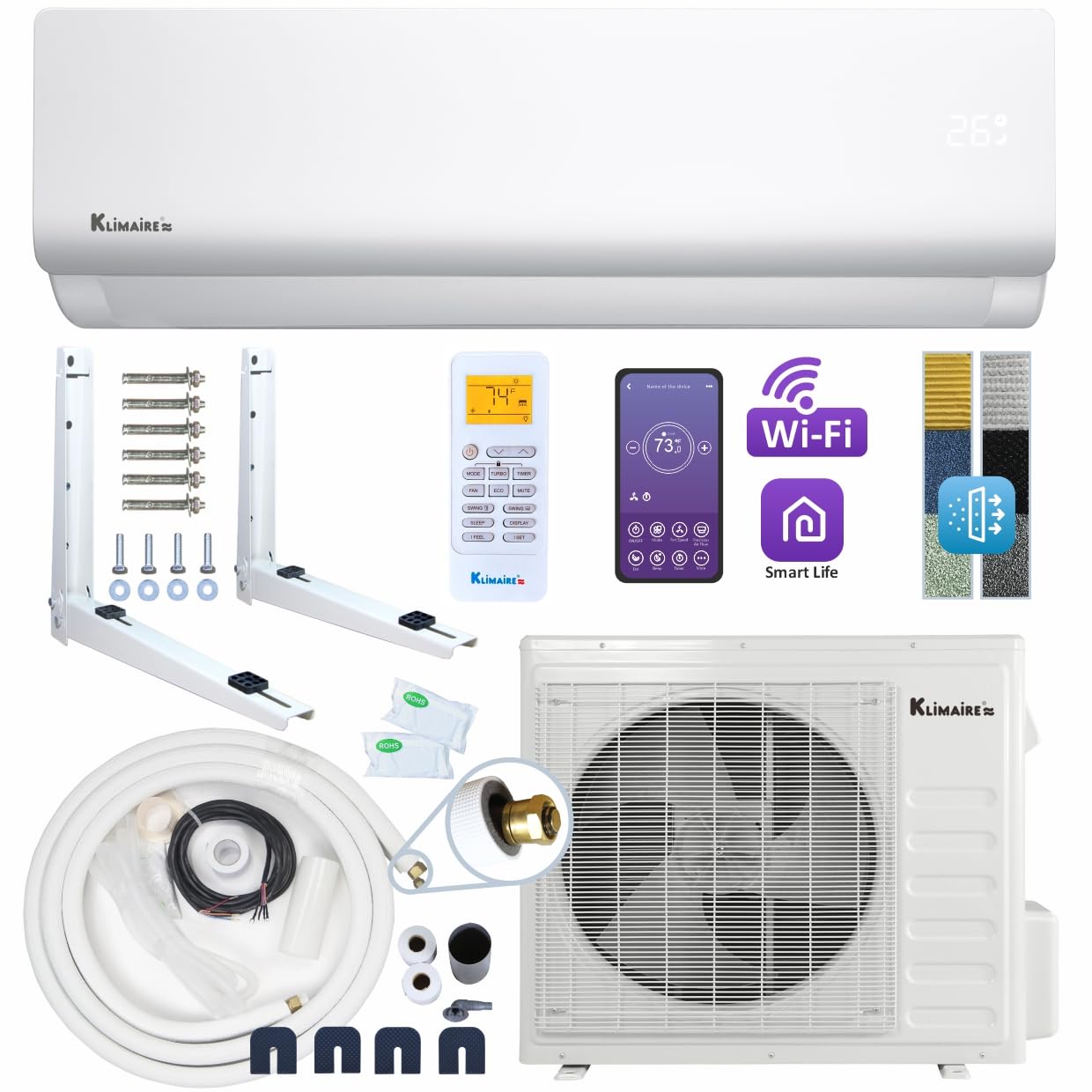 Klimaire DIY 12,000 BTU 19 SEER2 Mini Split Heat